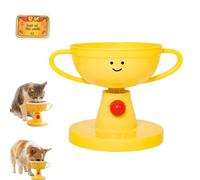 Adjustable Elevated Cat Bowl & Small Dog Feeder, Cute Trophy Shape Pet Dish, 5-Level Raised Food Water Stand, 15-60° Tilted Neck Protection Design, Non-Slip Feet (1PC,Plastic)
