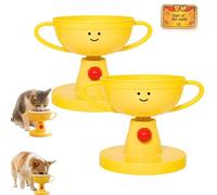 Adjustable Elevated Cat Bowl & Small Dog Feeder, Cute Trophy Shape Pet Dish, 5-Level Raised Food Water Stand, 15-60° Tilted Neck Protection Design, Non-Slip Feet (2PCS,Plastic)