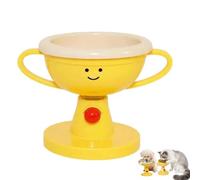 Adjustable Elevated Cat Bowl & Small Pet Feeder, Cute Trophy Shaped Raised Pet Food Bowl with 5 Height Levels, Anti-Slip Stand, 15° Tilted Raised Cat Food Bowls for Cats & Small Dogs (Ceramic)