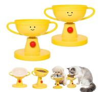 Adjustable Elevated Cat Bowl & Small Pet Feeder, Trophy Shaped Raised Ceramic/ABS Pet Food Bowl, 5-Level Adjustable Raised Cat Food and Feeding Bowls, for Cats and Small Dogs (Ceramic*2)