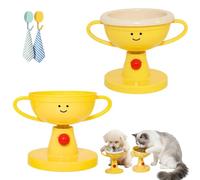 Adjustable Elevated Cat Bowl & Small Pet Feeder, Trophy Shaped Raised Pet Food Bowl with 5 Height Levels, Anti-Slip Stand, Ceramic or ABS Bowl for Cats & Small Dogs