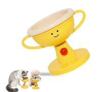 Adjustable Elevated Cat Bowl & Small Pet Feeder, Trophy Shaped Raised Pet Food Bowl with 5 Height Levels, 15° Tilting Neck Protective Bowl, Non-Slip Silicone Mat Raised Food Feeder for Pets (Ceramic)