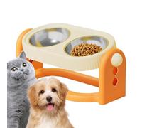 Adjustable Elevated Dog Bowls, Detachable Cat Bowl, 15.75x7.09x6.3 Inches Feeding Station with Stability, Sturdy Feeding Stand, Meal Organizer for Pets, Animal Accessory for Small and Large Pets