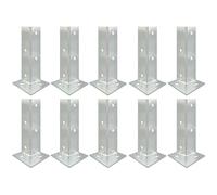 Adjustable Elevated Post Base Support Heavy Duty Galvanized Deck Railing Post Anchors Kit 2 to 12 Pieces with Fittings(10PCS 40x40x100mm)