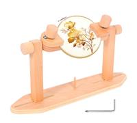 Adjustable Embroidery Hoop Stand Beech Wood Cross Stitch Frame Holder 360° Rotating Hands-Free Lap Tabletop Stand for Sewing, Needlepoint and Arts Crafts, Fits Hoops up to 35cm