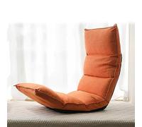Adjustable Ergonomic Folding Floor Chair with Back Support, 5 Reclining Angles, Large Lazy Sofa Lounger, Convertible Sleeper Bed, Comfortable Headrest & Backrest - Orange