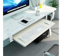Adjustable Ergonomic Keyboard Tray with Armrests - Space-Saving Clamp-On Design & Mouse Platform for Ultimate Comfort & Productivity in Home Office Setup