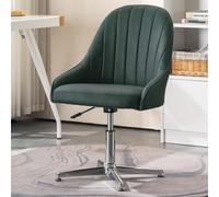 Adjustable Ergonomic Office Chair, Armless Desk Chair No Wheels, Swivel Vanity Chair, Cross Legged, Mid Back, Fabric Padded, Comfortable Computer Task Chair for Home and Work