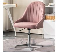 Adjustable Ergonomic Office Chair, Armless Desk Chair No Wheels, Swivel Vanity Chair, Cross Legged, Mid Back, Fabric Padded, Comfortable Computer Task Chair for Home and Work