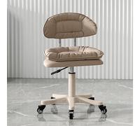 Adjustable Ergonomic PU Leather Rolling Stool with Backrest, Swivel Chair for Salon, Spa, Office & Design, Height 42-55cm, Khaki Drafting Stool for Comfort & Mobility