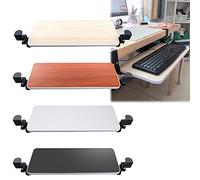 Adjustable Ergonomic Wooden Keyboard Tray with Mouse Pad Holder - Space-Saving Under-Desk Solution for Home Office & Bedroom Workstations Enhancing Comfort & Productivity