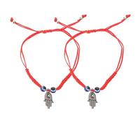 Adjustable Evil Eye Rope Bracelets Unique Fashion Accessories 2pcs Lightweight Red String Bracelets with Glass Beads for Women and Friends for Daily Life and Parties