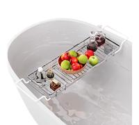 Adjustable Expandable Bath Tray - 304 Stainless Steel Bathtub Caddy for Candles Towels Boo Wine & Phones - Perfect Relaxat Accessory for Spa-like Experience