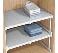 Adjustable Expandable Wardrobe Shelves - Space-Saving Cupboard nizer & Shelf Divider for Kitchen Bathroom & Shoe Cabinets - 24cm Wide 27-45cm Adjustable Length