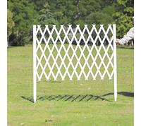 Adjustable Expandable Wooden Garden Fence - Retractable Outdoor Trellis Partition 4-9 Ft Long (20" H White) for Plant Support & Garden Decoration