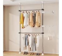Adjustable Extendable Ceiling Coat Rack 110 310cm Teles Clothes Rail for Walk in Wardrobes Bedroom Living Room Kitchen Bathroom Entryway Hall Space Saving Organizer