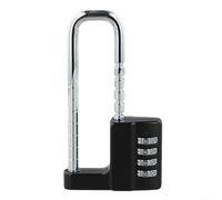 Adjustable Extended U-Shaped Lock 4-Digit Mechanical Combination Padlock for File Cabinet Wardrobe Door Alloy Steel Security Lock with 42-98mm Telescopic Range Silver(Black)