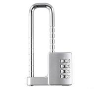 Adjustable Extended U-Shaped Mechanical Combination Padlock for File Cabinets, Wardrobes & Doors - Alloy Steel, 4-Digit Password Lock(Silver)