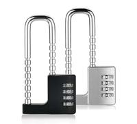 Adjustable Extended U-Shaped Mechanical Password Padlock for File Cabinets, Wardrobes & Doors, Alloy Steel, 117×64.4 mm, 42-98 mm Telescopic Range