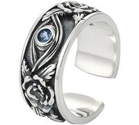 Adjustable Eye of Horus Ring for Women Men, Open Vintage Eye of Ra Egypt Protection Amulet Blue Crystal Evil Eye Ring, Personalized Street Ring Friendship Birthday Jewelry Gifts for Women