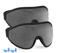 Adjustable Eye Sleep Mask - LYOOLY 2 Pack Upgraded 3D Contoured Sleeping Masks for Men Women - 100% Blackout Eye Shades Blindfold Eye Cover for Complete Darkness and Free Movement of The Eyes (Gray)
