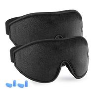 Adjustable Eye Sleep Mask - LYOOLY 2Pack Upgraded 3D Contoured Sleeping Masks for Men Women - 100% Blackout Eye Shades Blindfold Eye Cover for Complete Darkness and Free Movement of The Eyes (Black)