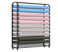 Adjustable Fabric Display Rack with 20 Rods & Brakeable Wheels - Large Hanging Shelf for Vinyl Spools, Car Wraps, Tablecloths - Commercial Use, 160cm - Perfect for Organization