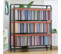 Adjustable Fabric Rack-Adjustable Double-Sided Textile Fabric Color Card Display Stand with Wheels，for Wallpaper & Vinyl Rolls,（6 Rods,195cm）