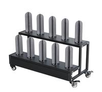 Adjustable Fabric Rack for Vinyl and Tablecloth Storage, Heavy Duty Metal with Wheels, 3-Tier Design Holds 15 Rolls, Ideal for Crafting and Organization