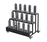 Adjustable Fabric Rack for Vinyl and Tablecloth Storage, Heavy Duty Metal with Wheels, 3-Tier Design Holds 15 Rolls, Ideal for Crafting and Organization