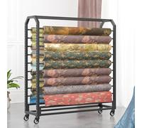 Adjustable Fabric Roll Sto Rack Steel nizer with Wheels Commercial Textile Display Cartwith Adjustable Hanging Rod & Lockable Wheels