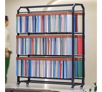 Adjustable Fabric Roll Storage Rack with Color Card Stand, Mobile Vinyl Organizer for 18 Rods, 195cm, Lockable Wheels & Hanging Bar - Ideal for Textiles & Craft Supplies