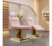 Adjustable Facial Beauty Bed with Rotating Aesthetic Chair & Stool, One Button Lift for Estheticians, Ideal for Nail Salons & Spa Treatments