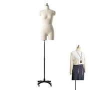 Adjustable Female Dress Form Torso, Half Body Mannequin with Braking Wheel for Sewing Practice, Display and Tailoring