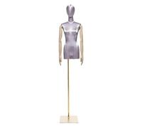 Adjustable Female Mannequin Dress Form for Sewing and Clothing Display, Solid Wood Stand, Blue