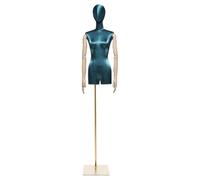 Adjustable Female Mannequin Dress Form for Sewing and Clothing Display, Solid Wood Stand, Blue