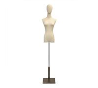 Adjustable Female Mannequin Dress Form S/M with Wooden Hands & Lightwood Stand Perfect for Fashion Design & Retail Boutique Display - Brown Torso A3