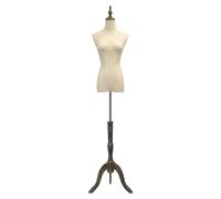 Adjustable Female Mannequin Dummy S/M Fashion Dressmakers Body Torso with Wooden Hands & Lightwood Stand for Retail Boutique - Brown Perfect for Tailoring & Display
