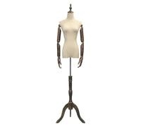 Adjustable Female Mannequin S/M with Wooden Hands & Lightwood Stand - Fashion Dressmakers Dummy Torso for Retail Boutique Display - Brown C2