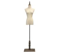 Adjustable Female Mannequin Size S/M - Fashion Dressmakers Dummy with Wooden Hands & Lightwood Stand for Retail Boutique Display - Brown Torso Model
