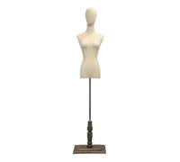 Adjustable Female Mannequin Size S/M - Fashion Dressmakers Dummy with Wooden Hands & Lightwood Stand for Retail Boutique - Brown Torso Display Model