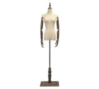 Adjustable Female Mannequin Size S/M with Wooden Hands & Lightwood Stand - Fashion Dressmakers Dummy for Retail Boutique Display - Brown Color - Tailors Body Torso