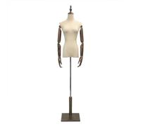 Adjustable Female Mannequin Size S/M with Wooden Hands & Lightwood Stand - Fashion Tailors Dummy for Dressmaking & Retail Boutique - Brown A2