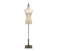 Adjustable Female Mannequin Tailors Dummy S/M with Wooden Hands & Lightwood Stand - Fashion Dressmaking Body Torso for Retail Boutiques - Brown A1