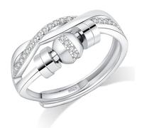 Adjustable Fidget Ring for Women - Anxiety Ring - Cubic Zirconia Stress Relief Spinner Rings with Beads - Perfect Stress Relief and Gift Idea.