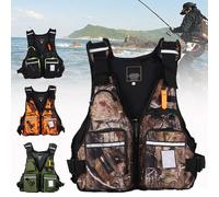 Adjustable Fishing Buoyancy Aid with Multi-Pockets, Lightweight Adults Life Jacket Safety Swim Fly Fishing Vest Waistcoat(Camouflage)