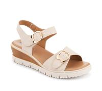 Adjustable Fit Cushioned Sandals - Beige Size 5
