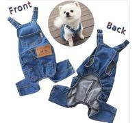 Adjustable Fit Pet Overalls - Washable Denim Dog Jumpsuit with Elastic Straps Soft Jean Suspender Pants Puppy & Cat Outfit Casual Clothing for Daily Wear Travel Outdoor Play (L)