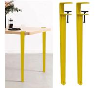 Adjustable Fit Table Clamp Legs,2pcs Removable DIY Iron Table Legs,Metal Furniture Legs,F-Shape Dining Desk Legs,for Coffee Table,Bench,Furniture Console,No Punching Design (71cm,Yellow)
