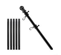 Adjustable Flag Pole Set, 6 ft, Black: Robust Stainless Steel Pole with 360° Swivel Joint for 2 x 3 ft to 4 x 6 ft Flags